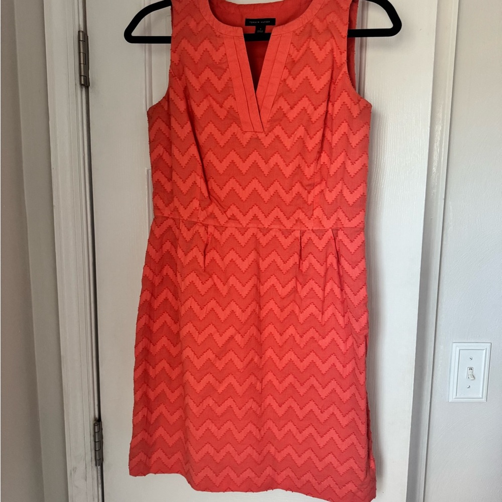 Chevron Patterned Coral Dress
